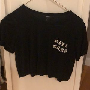 Forever 21 black cropped shirt.